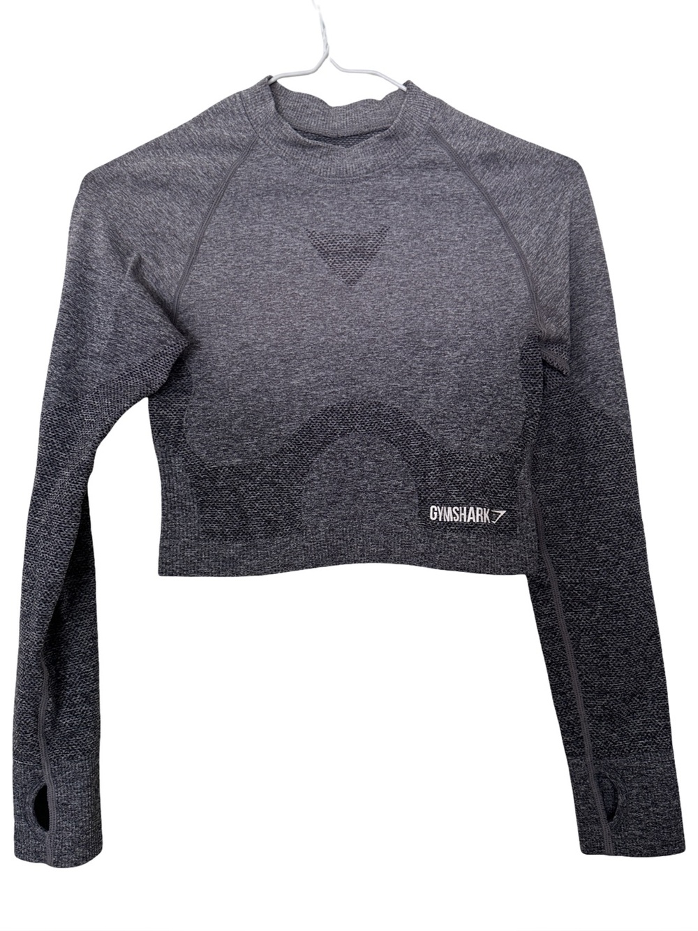 Gymshark Charcoal Grey Seamless Long Sleeve Crop Top Medium